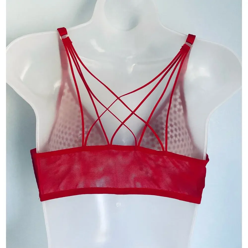 Victoria's Secret Bra Unlined NWOT Red Semi Sheer 36C Valentine's